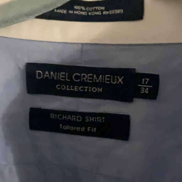 DANIEL CREMIEUX Collection RICHARD SHIRT TAILORED MENS BLUE W/WHITE COLLAR 17/34 - Picture 2 of 5